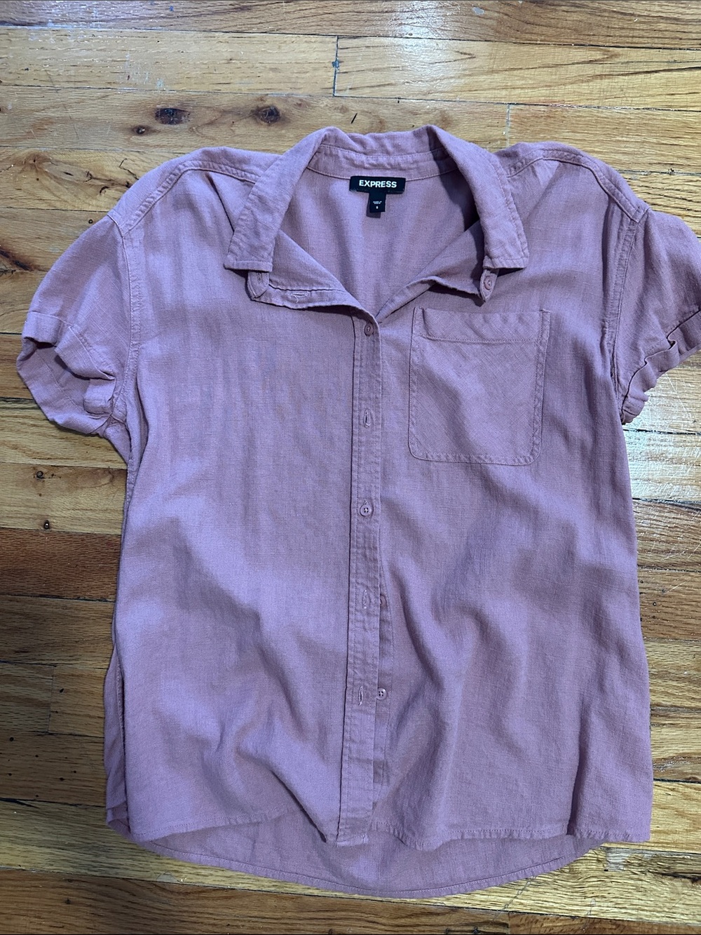 Express Men's Dusty Rose Short Sleeve Button-Down Shirt